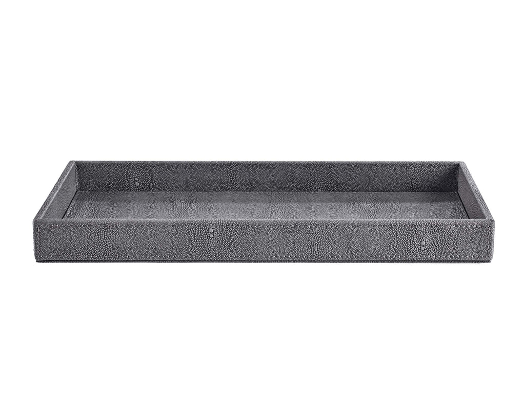 Faux Shagreen Retangular Tray in Anthracite
