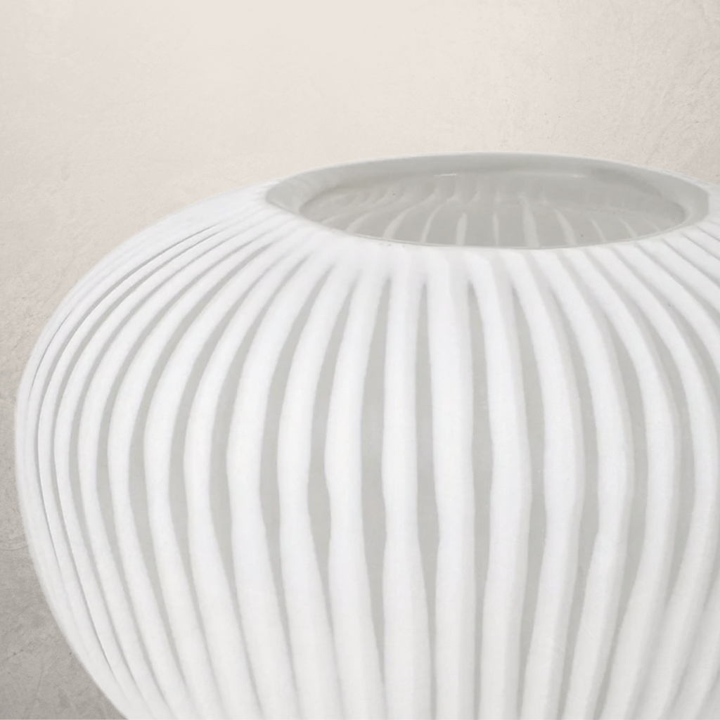 white ribbed vase
