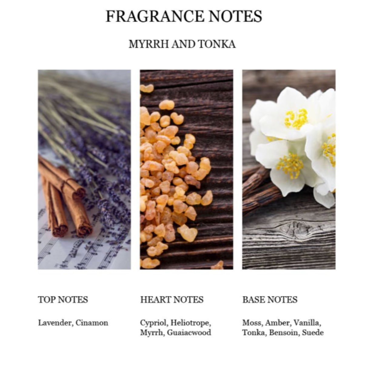 fragrance notes image for myrrh and tonka home fragrance