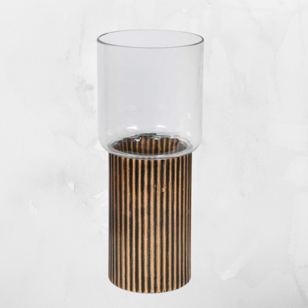 ribbed candle holder bronze