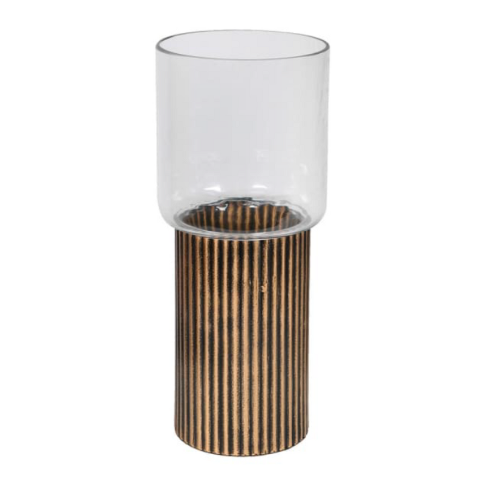 ribbed candle holder bronze colour