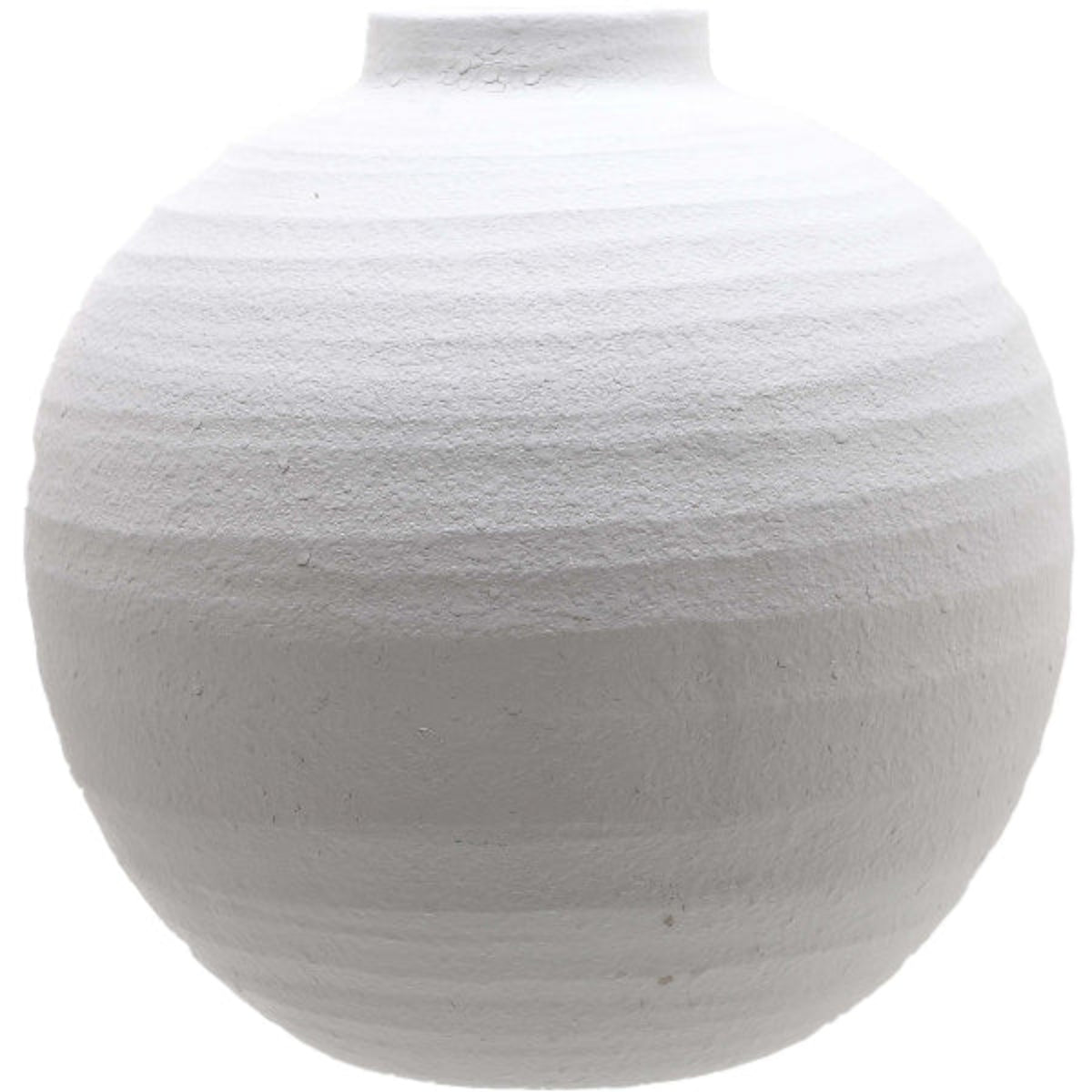 White textured stone ceramic 
vase on a white background